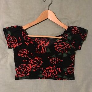 Motel Rocks S floral black crop top